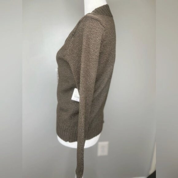 St. Johns Bay Petite Small V-Neck Sweater Acrylic/Polyester Brown - Picture 7 of 15